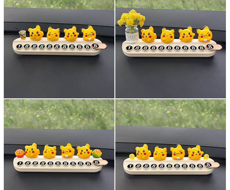 New Pikachu Temporary Parking Number Plate, High-Looking Moving License Plate, Cute Cartoon Car Moving Phone Plate