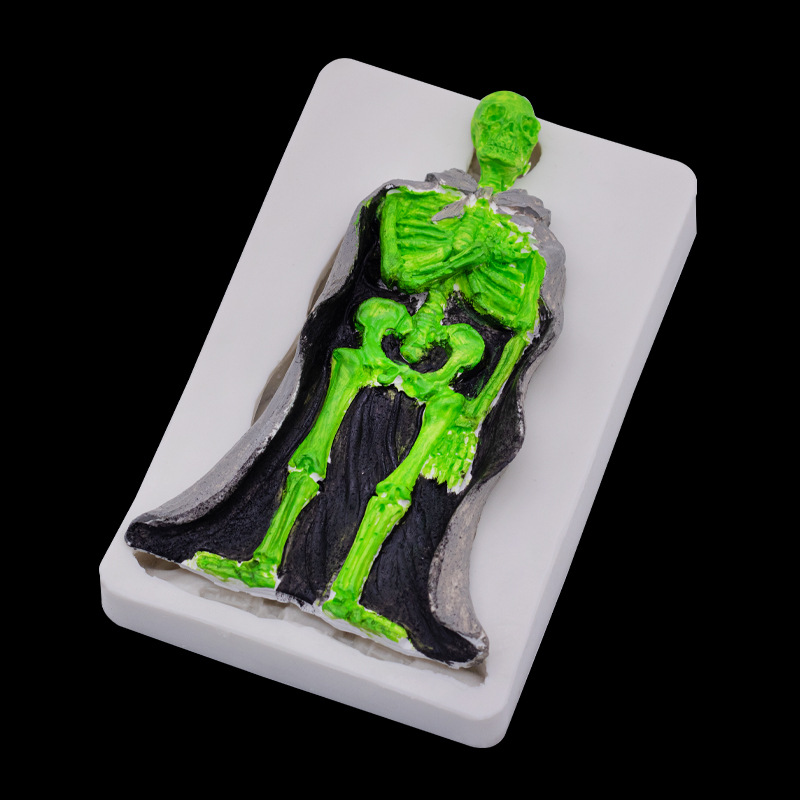 Cráneo blanco hueso capa molde de silicona vela yeso aromaterapia hecho a mano accesorios para hacer jabón chocolate fondant Decoración