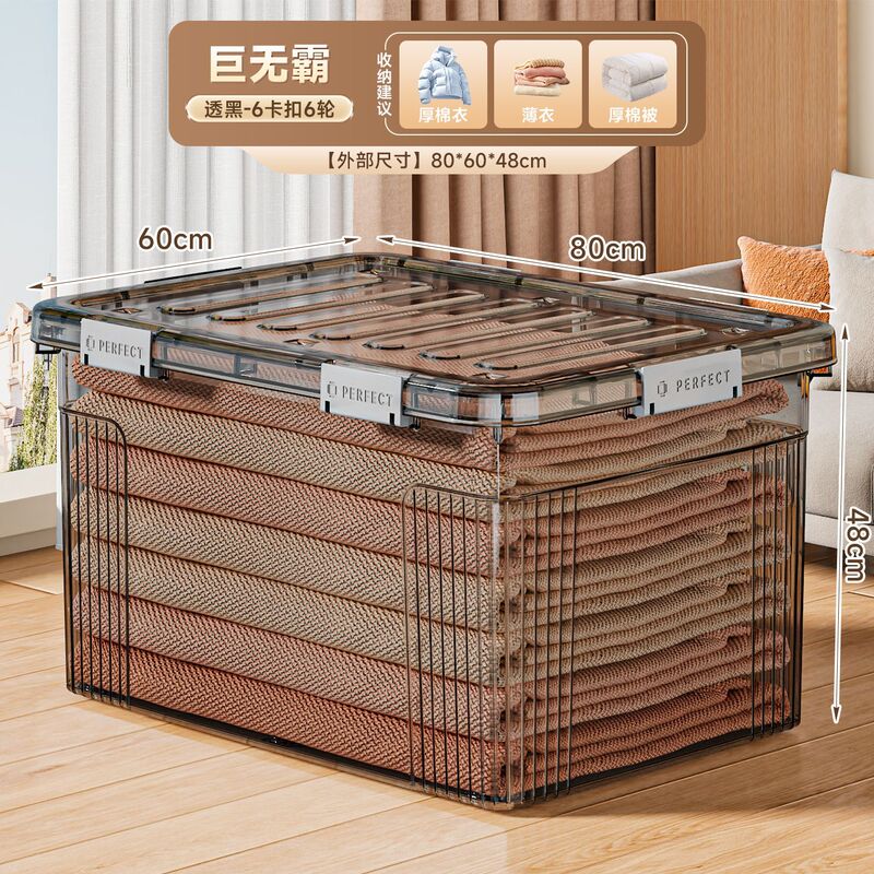 特大号防尘加厚收纳箱客厅卧室防潮储物箱换季衣物被褥塑料整理箱|undefined