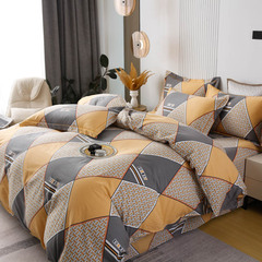 2024 Autumn/Winter 100% Cotton Thick Fleece Pure Cotton Quilt Set with Four Pieces Simple Bedspread and Sheet Home Textile Gift Wholesale