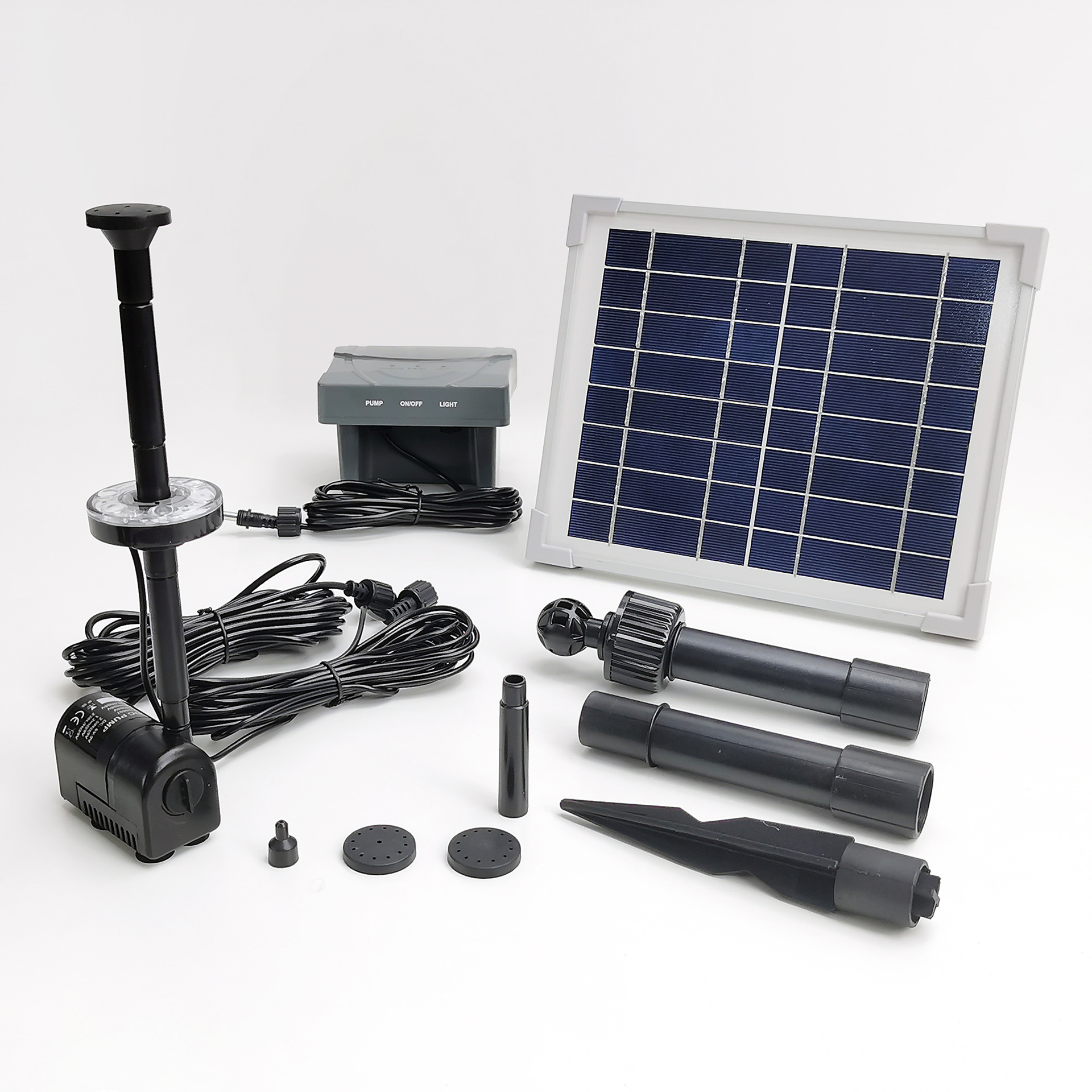 6W/8V LED灯太阳能喷泉泵带电池包花园池塘景观泵-SPBL6-320607