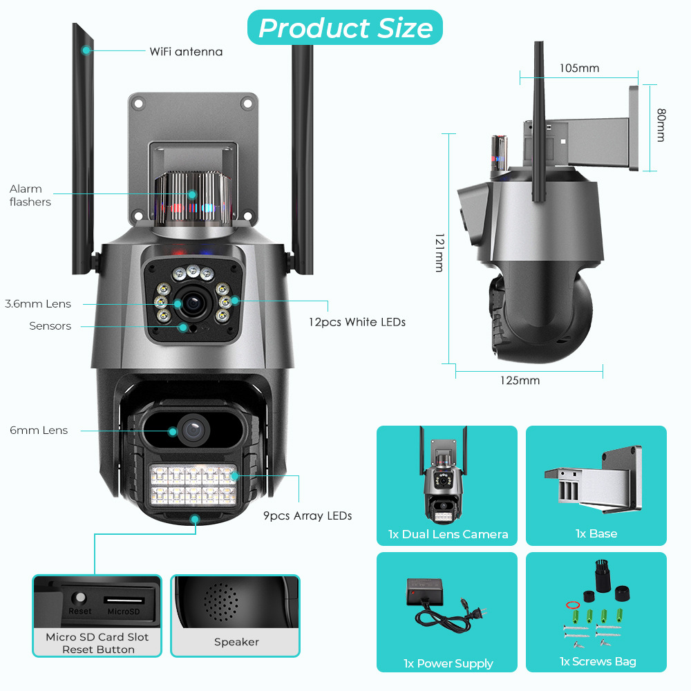 ICsee dış mekan kablosuz gözetleme kamerası ev Bluetooth bağlantısı HD kaliteli CCTV WiFi kamera