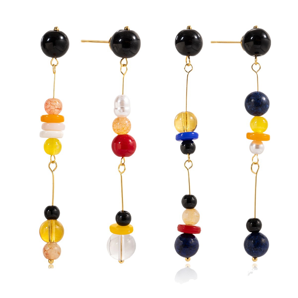 Wanxing pendientes de acero inoxidable europeos y estadounidenses estilo retro moda acrílico de color colgante de disco aretes de brida pendientes