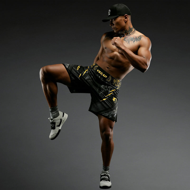 Vszap Wolf Head Authentic Men's Light Luxury Black Gold Striped Sports Shorts Quick-Dry Durable Fitness Training Shorts Vszap Wolf Head Authentic Men's Light Luxury Black Gold Striped Sports Shorts Quick-Dry Durable Fitness Training Shorts