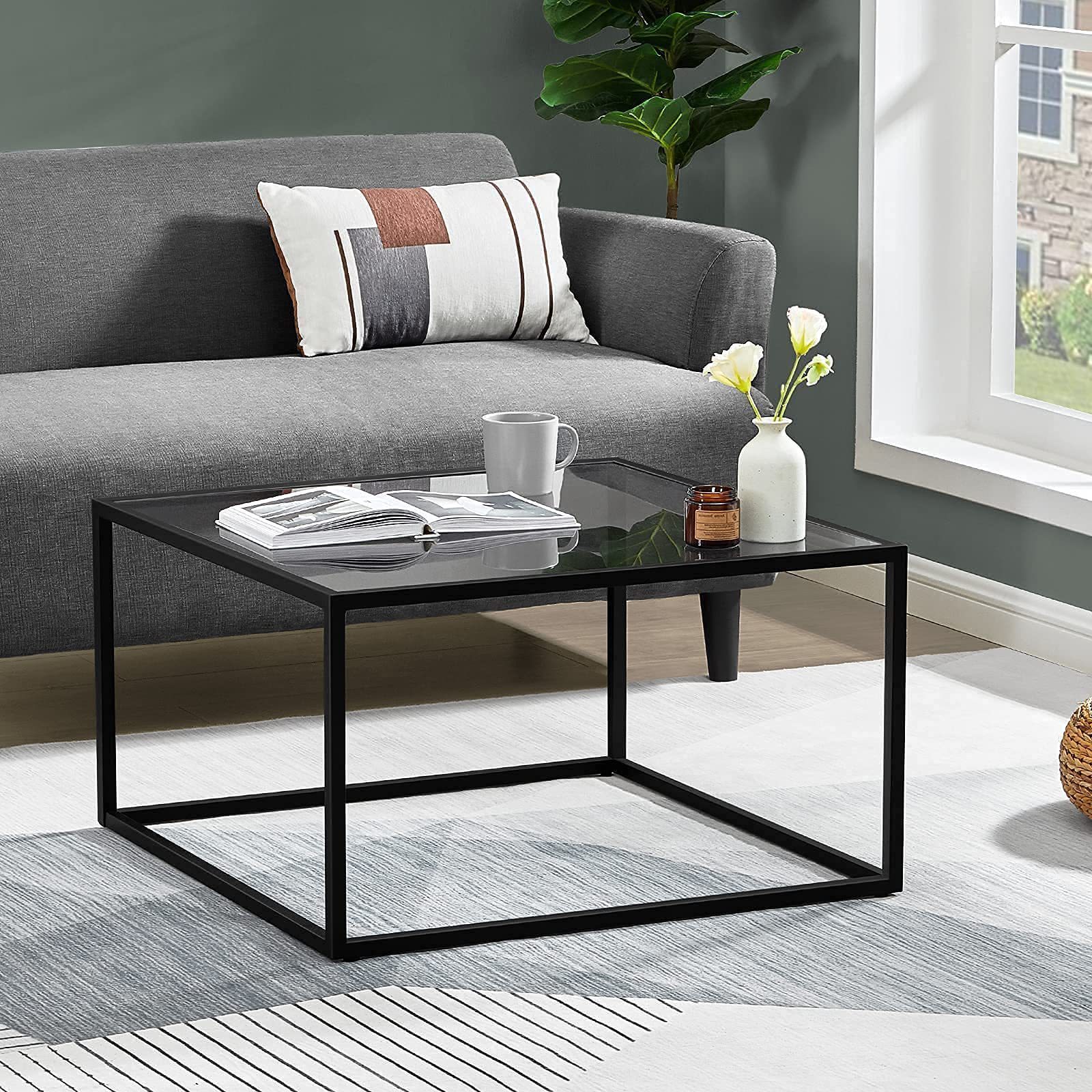 Mesa de té de lujo ligera sala de estar alta mesa de café sensacional minimalista mesa de té de vidrio temperado mesa de café