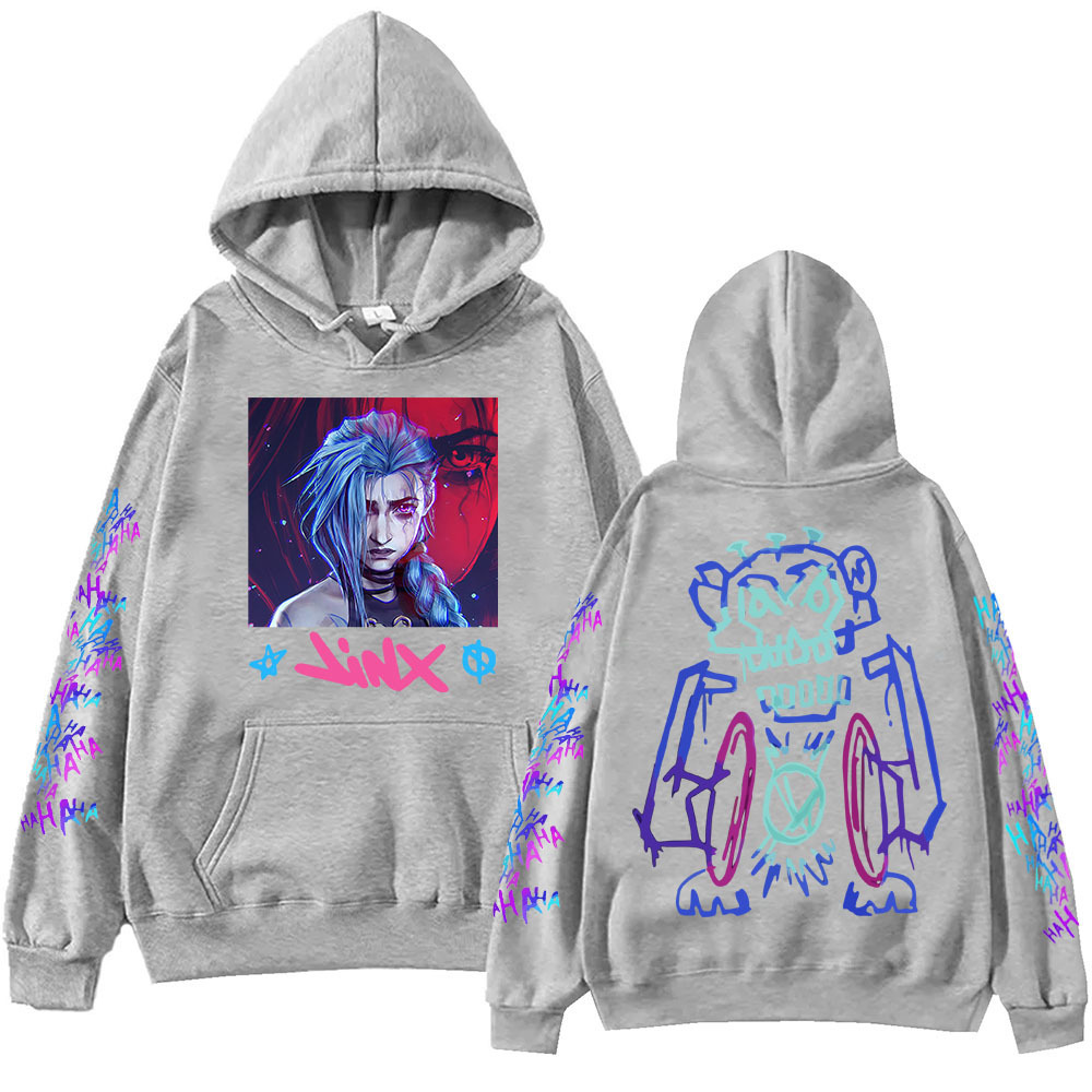 Hot Anime Arcane-Jinx Hoodie Harajuku Hip Hop Pullover Tops