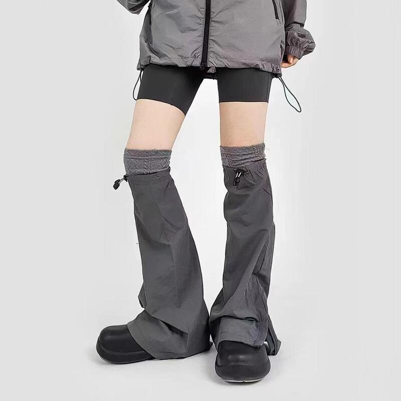 Sunscreen Leg Cover Women's Sports Leisure Style Stitching Contrast Color Foreign Style Hot Girl All-match Solid Color Long-tube Wide Leg Socks Trendy