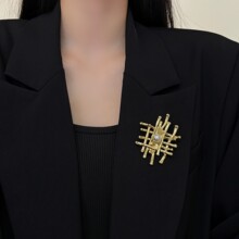 欧美中古风不规则镂空金属胸针2026气质冷淡风珍珠镶嵌别针胸花女