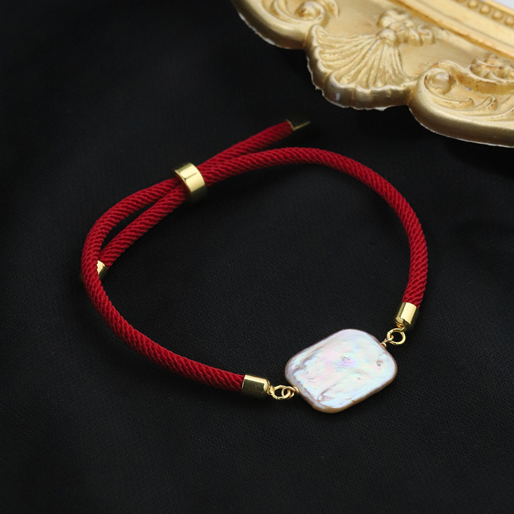 Original New Year Red Rope Natural Baroque Sugar Purple Pearl Native Life Bracelet for Girlfriends Niche Exquisite Jewelry