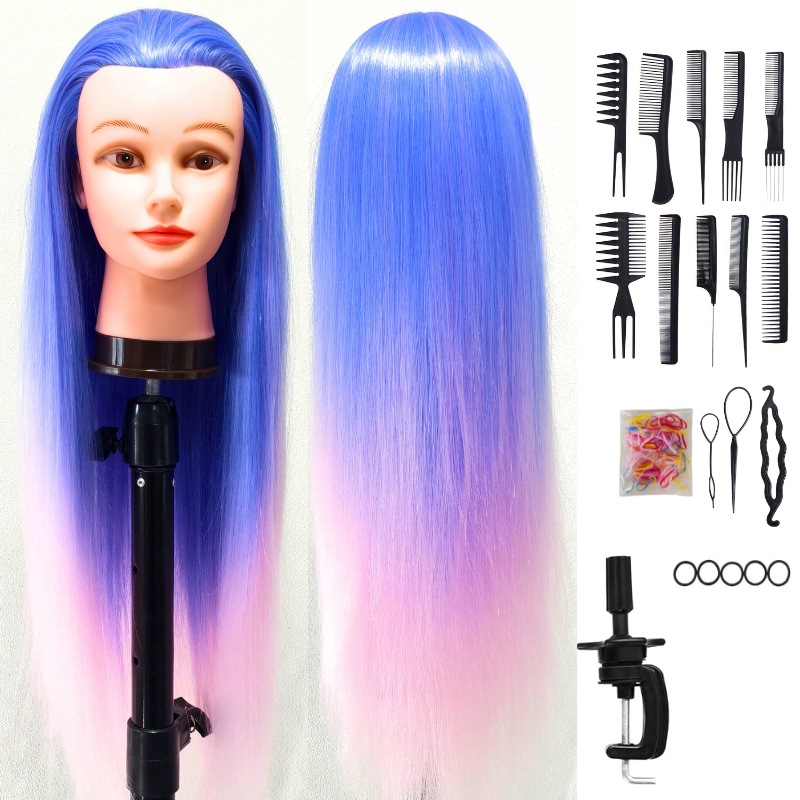 Training Head, modelo de peluca de seda de alta temperatura, práctica de cabeza, peluquería, corte de cabello, enseñanza, educación, modelo de cabeza de enseñanza