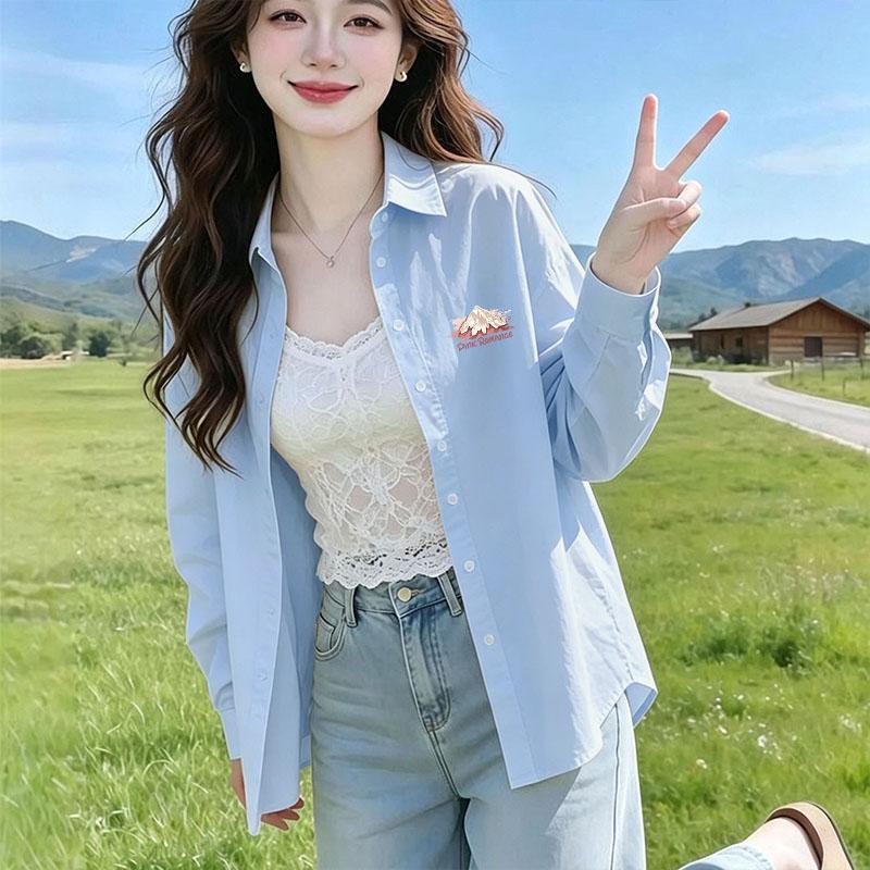Spring and Autumn Long-Sleeve 2026 New Style Polo Collar Simple Versatile Sun-Protective Stylish Plus-Size Women's Thin Shirt Jacket for a Youthful Look Spring and Autumn Long-Sleeve 2026 New Style Polo Collar Simple Versatile Sun-Protective Stylish Plus-Size Women's Thin Shirt Jacket for a Youthful Look