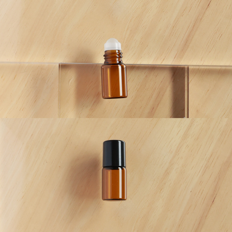 Botella roll-on para aceites esenciales cosméticos, botella marrón para aceites esenciales, botella transparente para reactivos, botella roll-on de vidrio, botella de perfume ámbar.