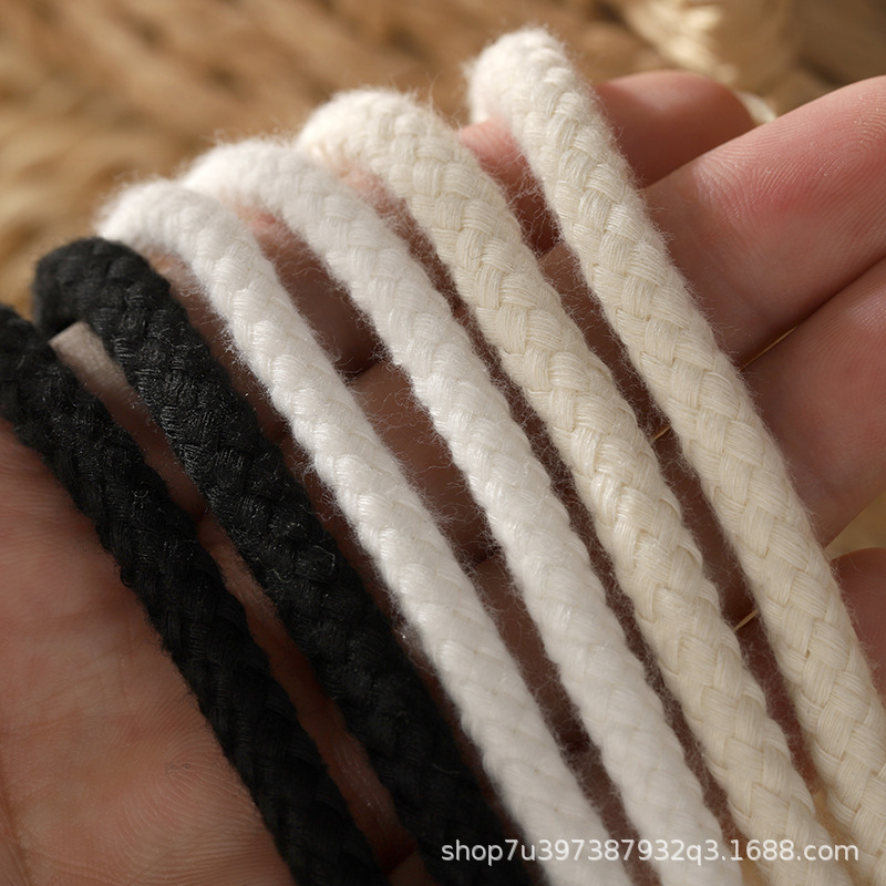 Hemp Rope Shoelaces Round Rope for Af1Aj1 Air Force One Dunk Round 7mm Black and White Beige Sports Shoelaces