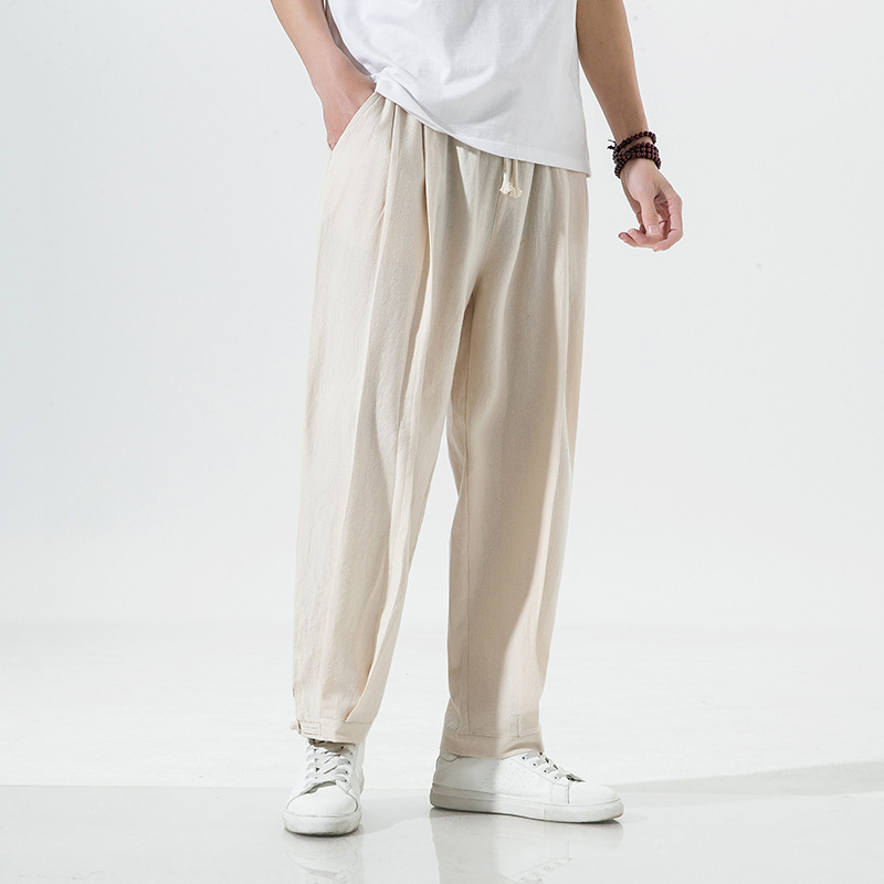 Fashionable solid thin trousers for leisure