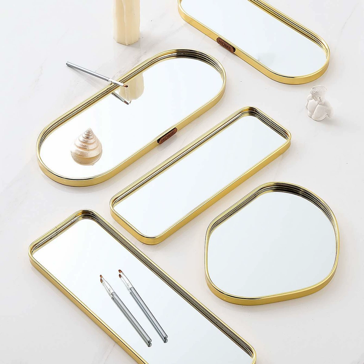 Светло-экстравагантный металлический зеркальный поднос Многоцветное светло-сетчатое зеркало для вечеринки в гостиной