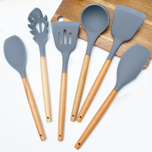 Silicone Kitchenware Set of 13 Pieces, Non-stick Cookware, Silicone Spatulas, Soup Spoons, and Scoops