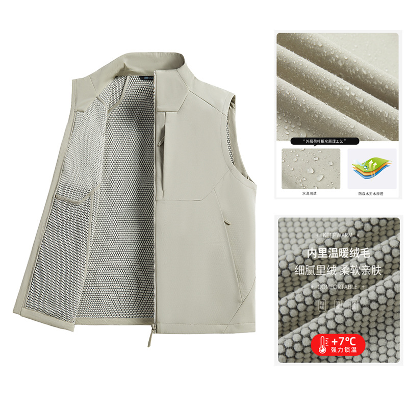 户外软壳马甲男士 运动防风防水保暖登山服大码坎肩登山骑行背心