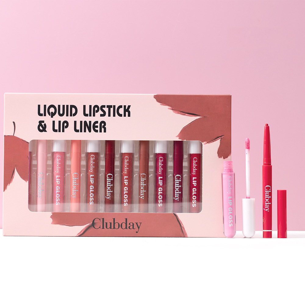 Clubday Long-lasting Velvet Matte Lip Gloss and frosted Outlining Lip Pen 6+6 Set, easy-to-Apply lipstick pen undefined