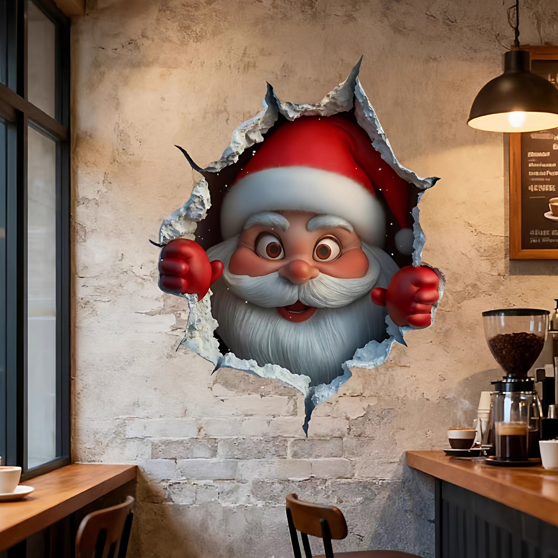 圣诞节装饰圣诞老人贴纸家用商场店铺咖啡店氛围感场景布置门墙贴