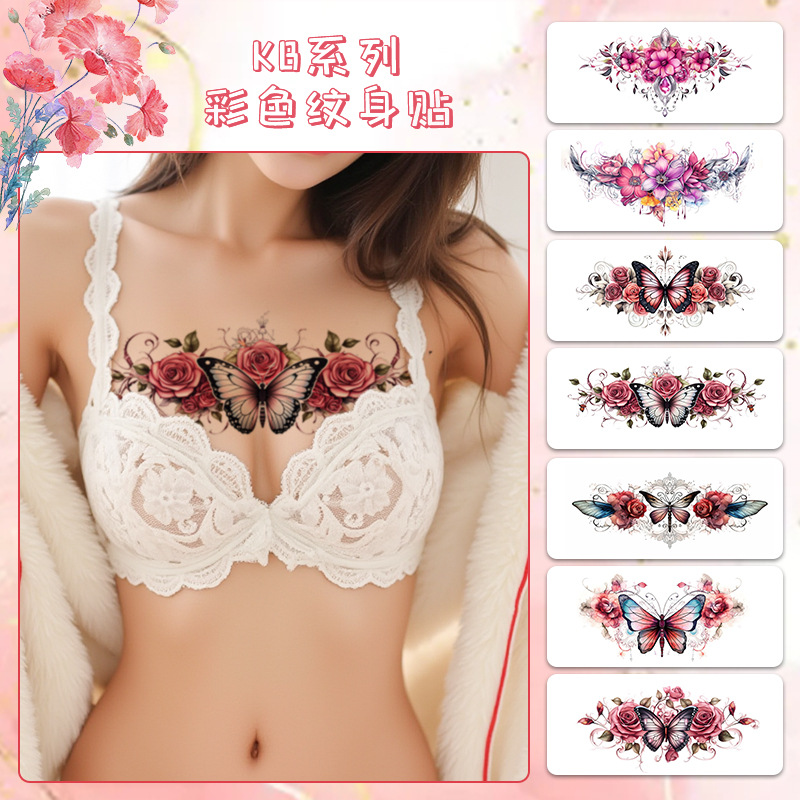 Tattoo stickers, waterproof postpartum bandage, long-term effect, flowered
