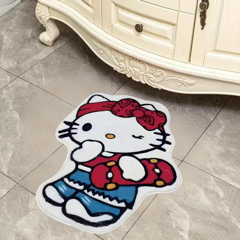 可爱凯蒂猫地毯仿羊绒卧室床边隔凉毯客厅沙发茶几垫浴室吸水脚垫|undefined