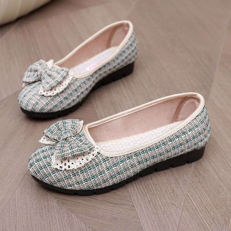 Spring and Autumn New Style Old Beijing Cloth Shoes Soft Sole Non-Slip Thin Comfortable Breathable Flat Sole Mom Shoes with Bow