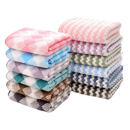 Coral velvet small square towel 30*30 absorbent small towel kindergarten hand towel children's handkerchief kitchen rag wholesale