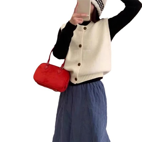 KANING Korean-style round neck knit vest cardigan for women 2025 early autumn loose versatile sleeveless lapel top