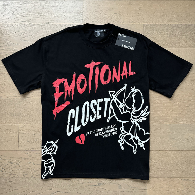 Tarjeta de marca de moda americana impresión de diamante caliente pareja de moda adolescente de verano chaqueta de manga corta camiseta