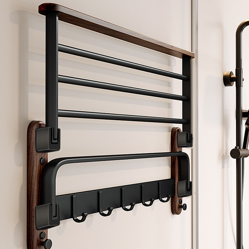 Walnut towel rack bathroom storage rack without punching toilet…