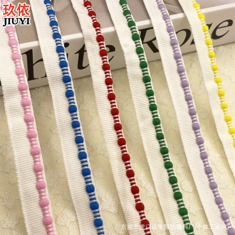 Colorful Polka Dot Trim Tape for Children's Clothing, Home Textiles, Sofa Covers, Edging, Binding Rope, Throw Pillows, and Curtain Accessories Colorful Polka Dot Trim Tape for Children's Clothing, Home Textiles, Sofa Covers, Edging, Binding Rope, Throw Pillows, and Curtain Accessories