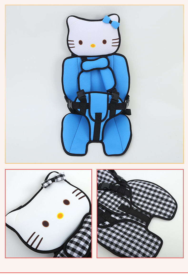 Big-Faced Cat Style Non-Computer Vehicle Electric Tricycle Seat Cushion Thickeneded Sponge Cushion Fixed Strap