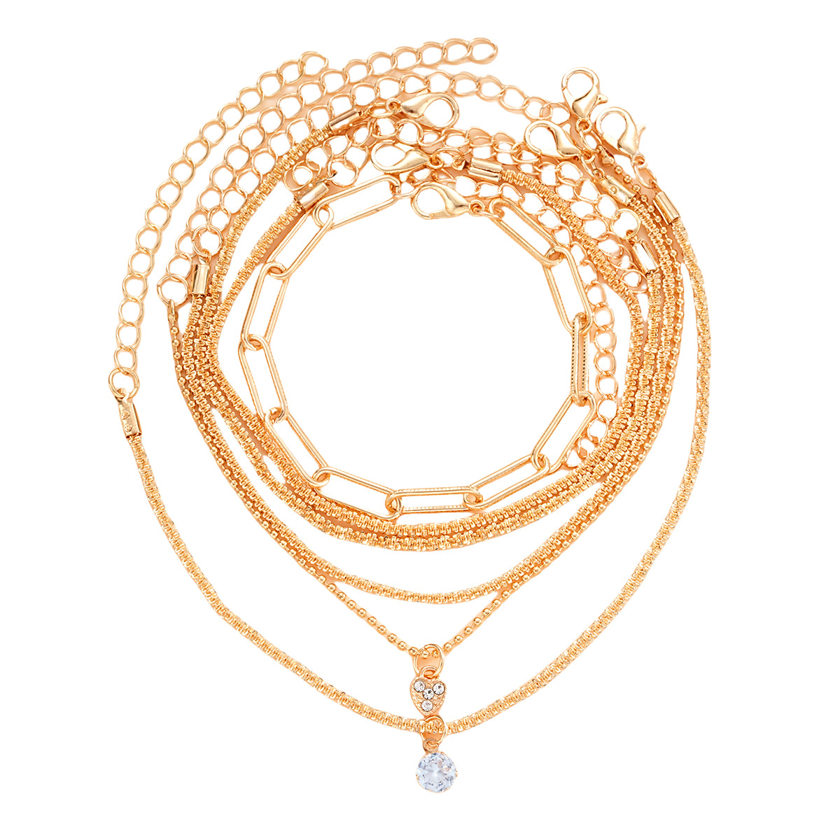 new design exquisite gold sparkling zircon bracelet 6 piece chain bracelet suit_voghion.com