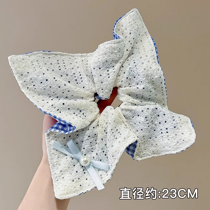 韩风高弹力蕾丝大肠发圈女耐用大方巾头饰皮筋发绳高级感头花发饰|undefined
