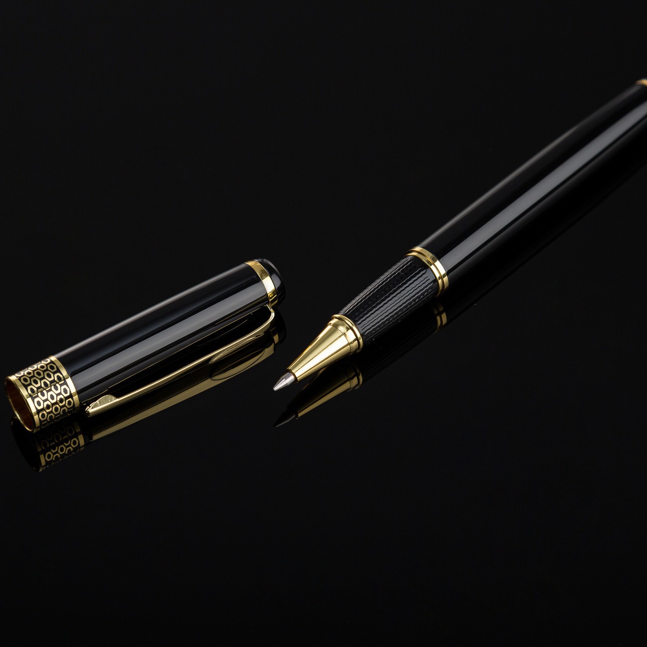 Pluma de impresión neutra de metal de negocio negro firma pluma mayorista papelería fábrica de suministros de oficina pluma metal mayorista