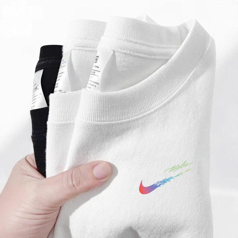 200g Cotton Men's Short-sleeved T-shirt Summer Trendy Brand Casual Simple All-match Ins Loose Live T-shirt Top