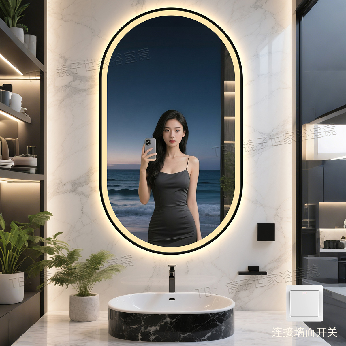 Espejo de baño de hotel de estrellas iluminación led espejo inteligente marco de aluminio inodoro espejo anti-nebble inodoro tipo de pared