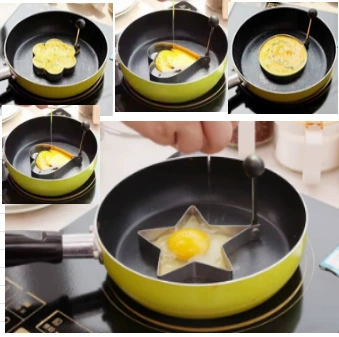 Creative Egg Ring Set, Thickened Stainless Steel, Multi-Shape (Heart, Flower, Star), Non-Stick