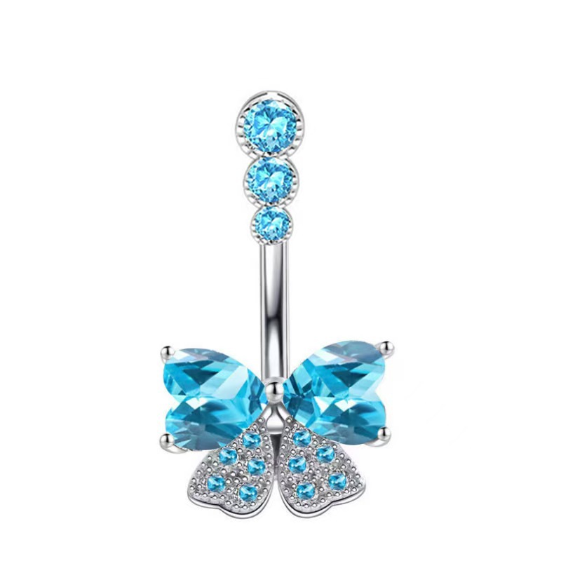 Butterfly Zircon Heart Pendant Navel Ring Stainless Steel Belly Button Piercing Jewelry for Women detail image 14