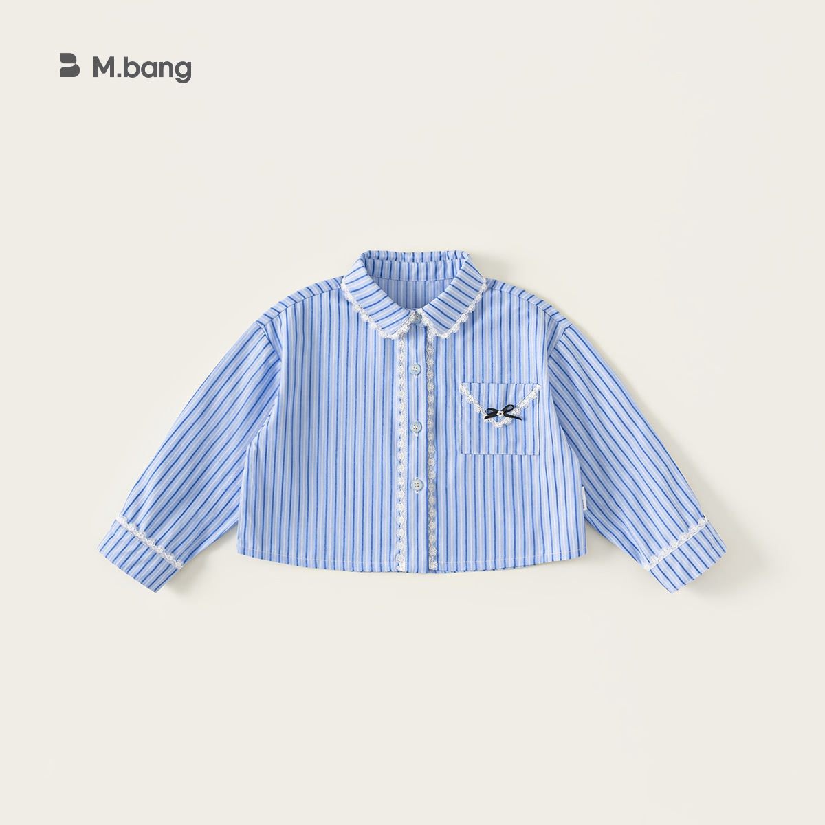 Youbao ropa para niños nueva camisa de primavera y otoño para niñas, camisa de encaje de manga larga para niños coreanos, rayas