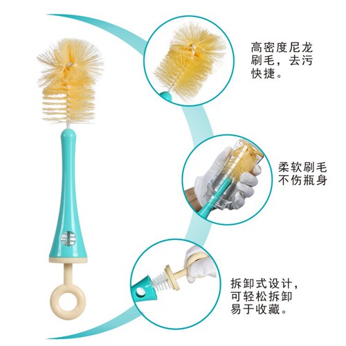 Milk Bottle Nipple Cleaning Brush, Nylon Long Handle 360-degree Bottle Cleaning Brush, Baby Bottle Cleaning Tool