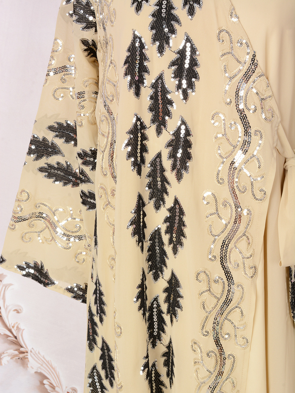 New Cross-border Dubai Abaya Clothing, Abaya, Middle Eastern Dress, Long-sleeved Sequined Arabic Gown_ecoleips.com