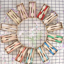 可降解16cm桦木刀叉勺餐具一次性木勺子木头叉子汤勺木质餐叉勺子