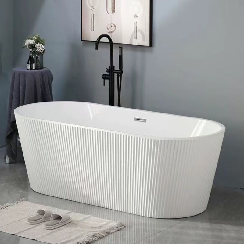 New Independent Movable Bathtub for Home Use, Acrylic Hotel and Guesthouse Bathtub, Trendy Striped Seamless Adult Bathtub