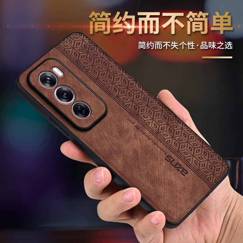 Suitable for Opporeno12 Mobile Phone Case, New Skin-Feel K12 Printed Leather Pattern Anti-Fall Find X7 Business Protective Case