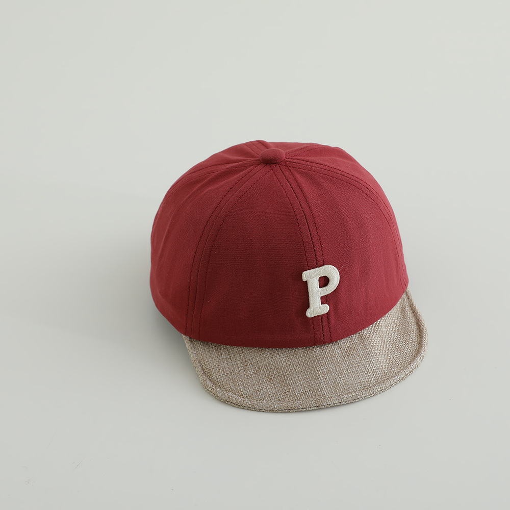 Sombrero infantil de primavera y otoño de letras p, sombrero de brida suave, sombrero de béisbol casual coreano, sombrero de lengua de pato.