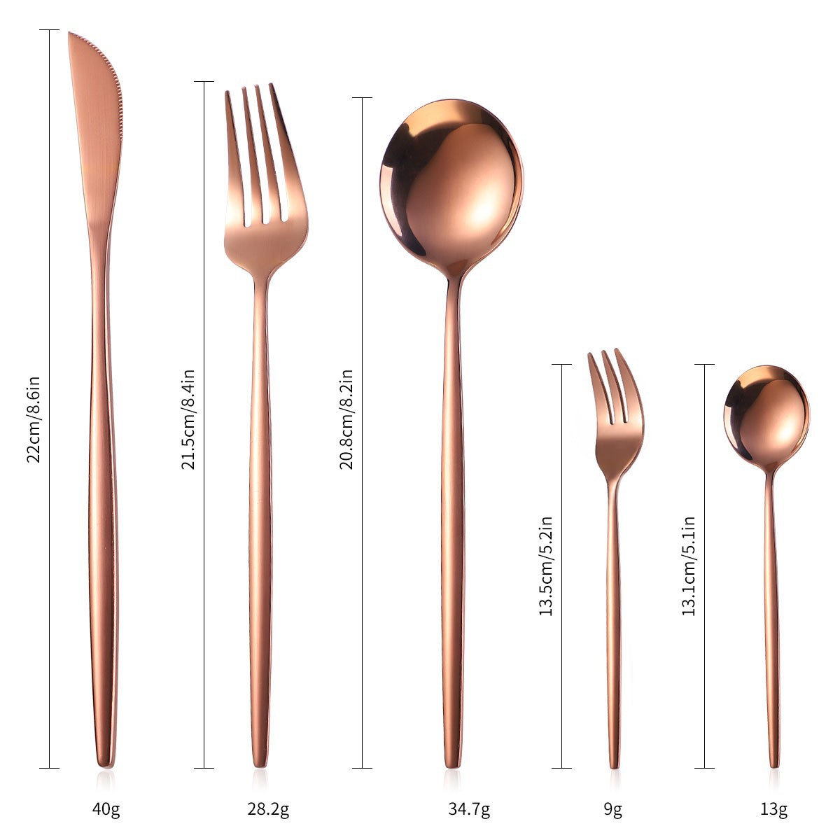 Cross-border wholesale stainless steel tableware gold hotel western steak knife fork spoon Portugal four main pieces set