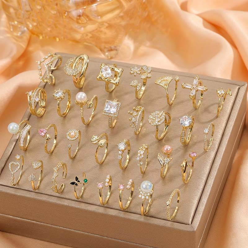 Ring for Women, New Cross-Border Stainless Steel Ring with Zircon Inlay, Versatile Titanium Steel Adjustable Ring, Jewelry Wholesale