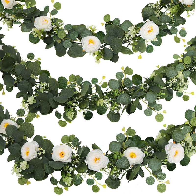 Cross-border simulation wall hanging green rattan wedding home rose vine outdoor table decoration simulation rattan