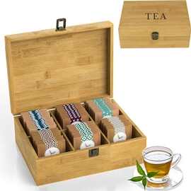 竹制分格茶叶盒茶包收纳木盒多格茶包储物盒家用茶叶礼品包装盒